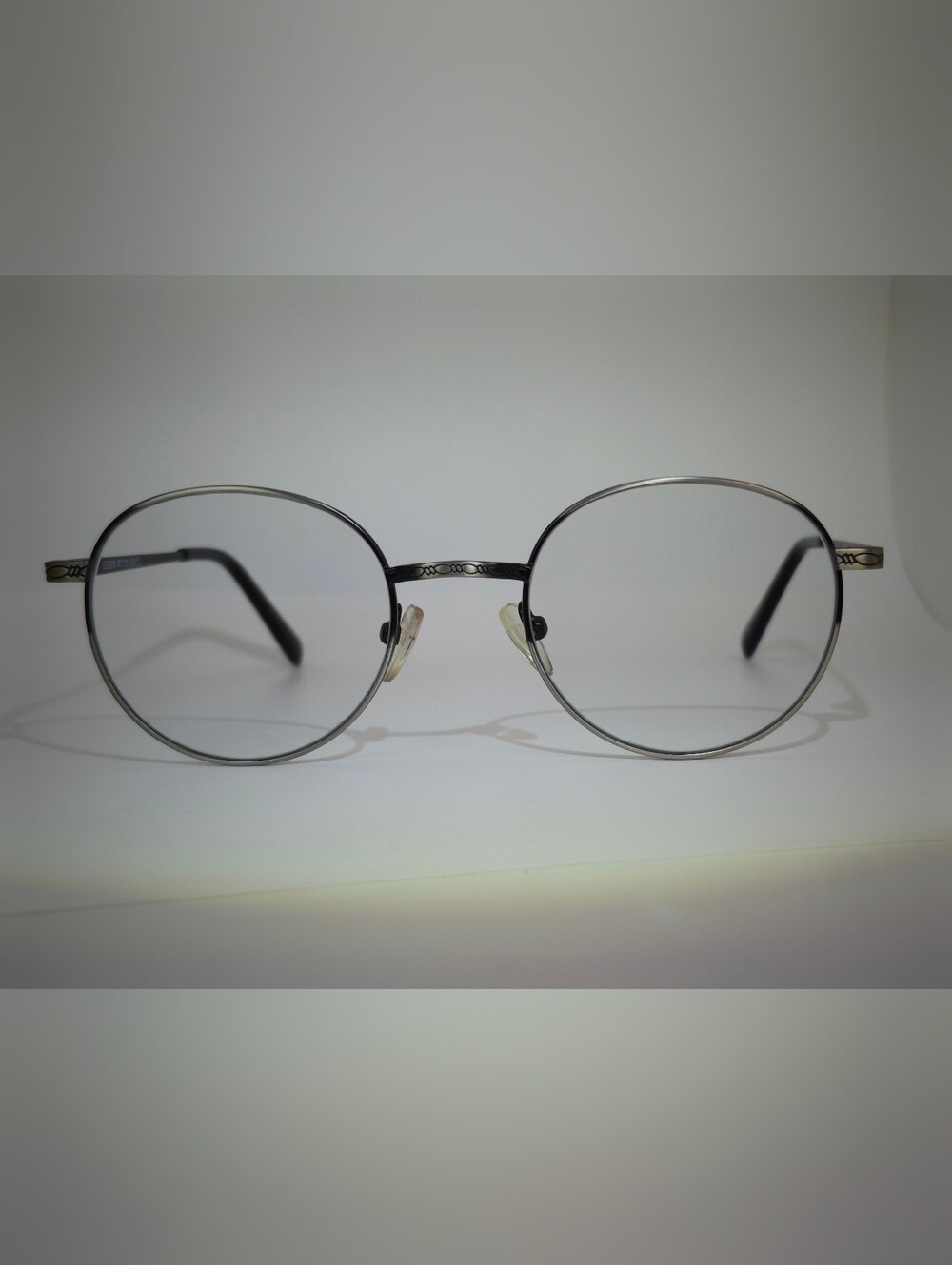 Ledger. Round Metal Frame Glasses in Pewter. Petite Frame.